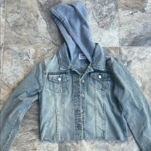 Ci Sono Denim Jacket with Gray Hood